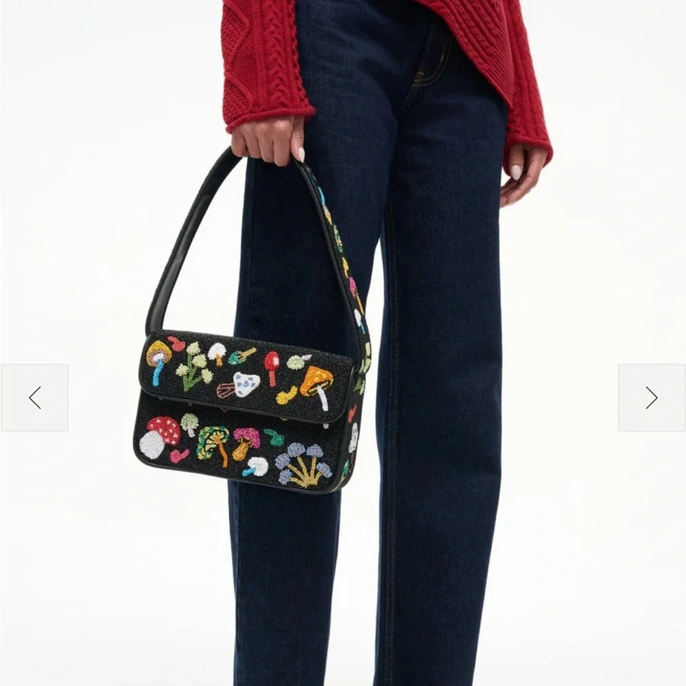 NWT STAUD TOMMY SHOULDER BEADED BAG SHROOMSCAPE SUPER CUTE - Picture 5 of 7